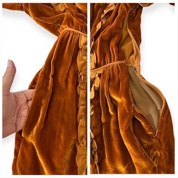 Ulla Johnson Erika Dress, in Sandstone,‎  Velvet Ruffle Trim,  Size 0, NWT - Picture 13 of 16